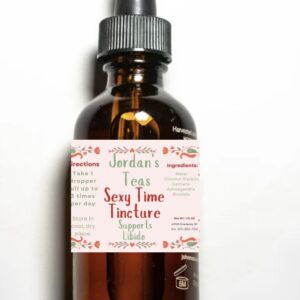 Sexy Time Tincture bottle with Damiana, Ashwagandha, and Rhodiola herbs for natural libido and energy support
